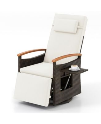 Patio Rattan Swivel Recliner Chair with Adjustable Backrest and Footrest