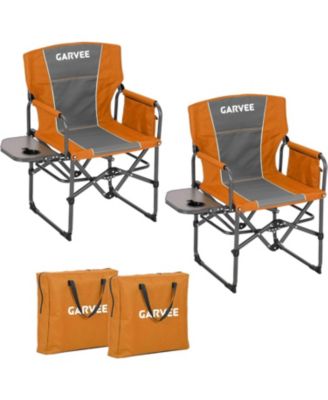 2 PCS Aluminum Iron Folding Director Chair Portable Outdoor Camping Chair Lightweight Collapsible for Patio Beach Garden