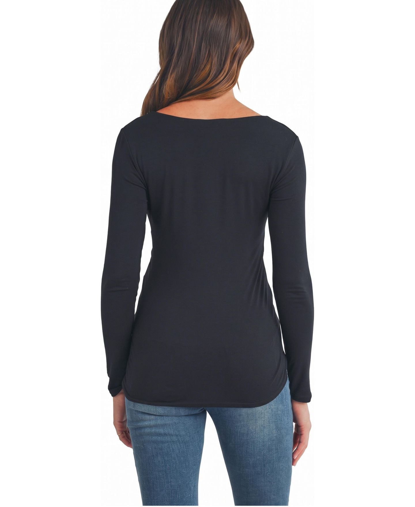 Женский топ Hello Miz Maternity V-Neck Long-Sleeve Fitted Top, цвет: Чёрный — фото 3