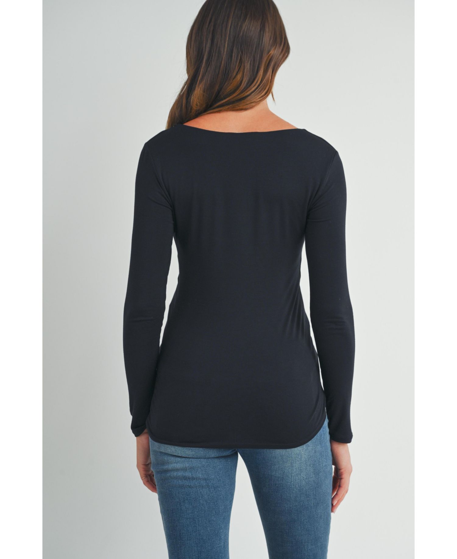 Maternity V-Neck Long-Sleeve Fitted Top