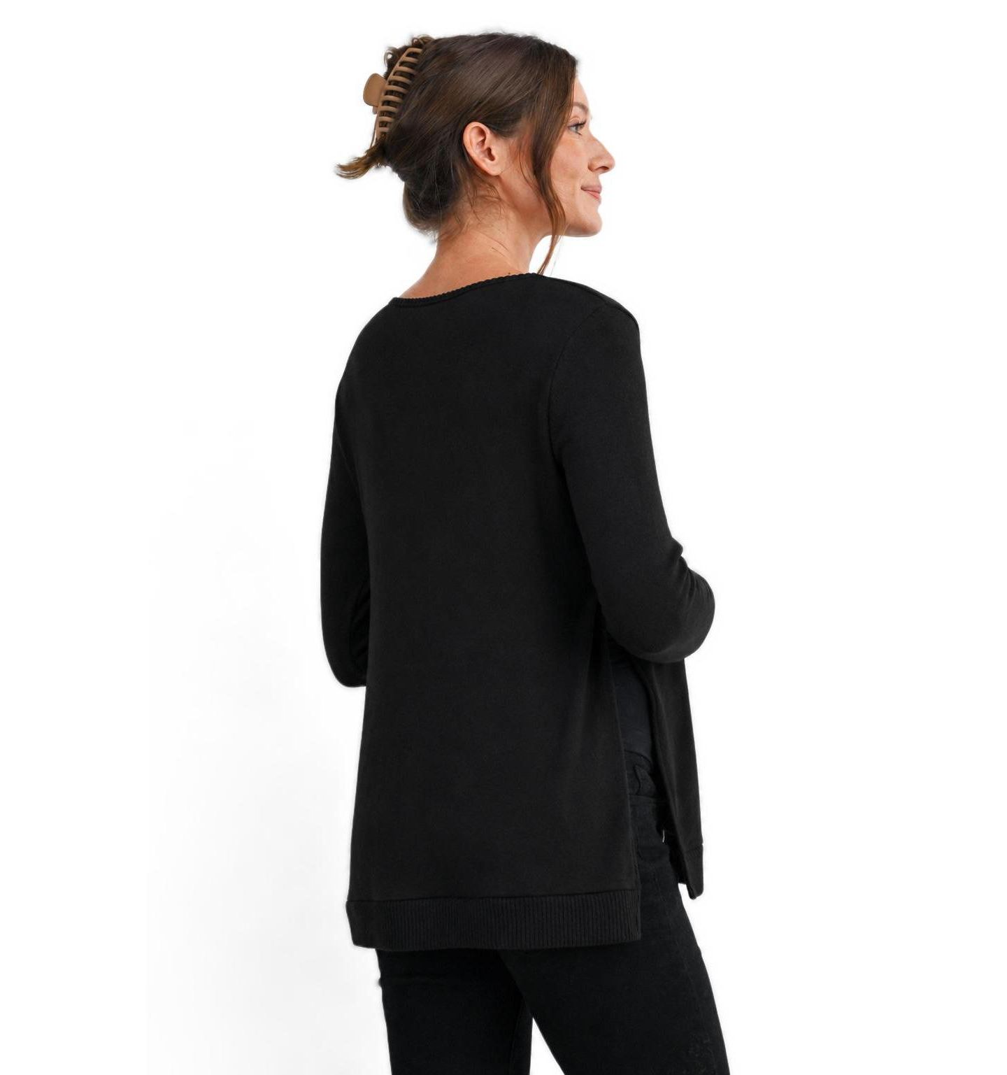 Женский свитер Hello Miz Maternity Scoop Neck Long-Sleeve Sweater, цвет: Чёрный — фото 3