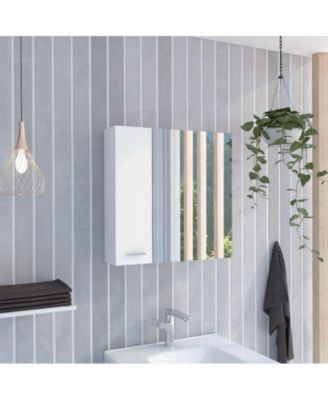 Avery Wall-Mounted Bathroom Storage Cabinet with Two Doors and Open Side Shelves