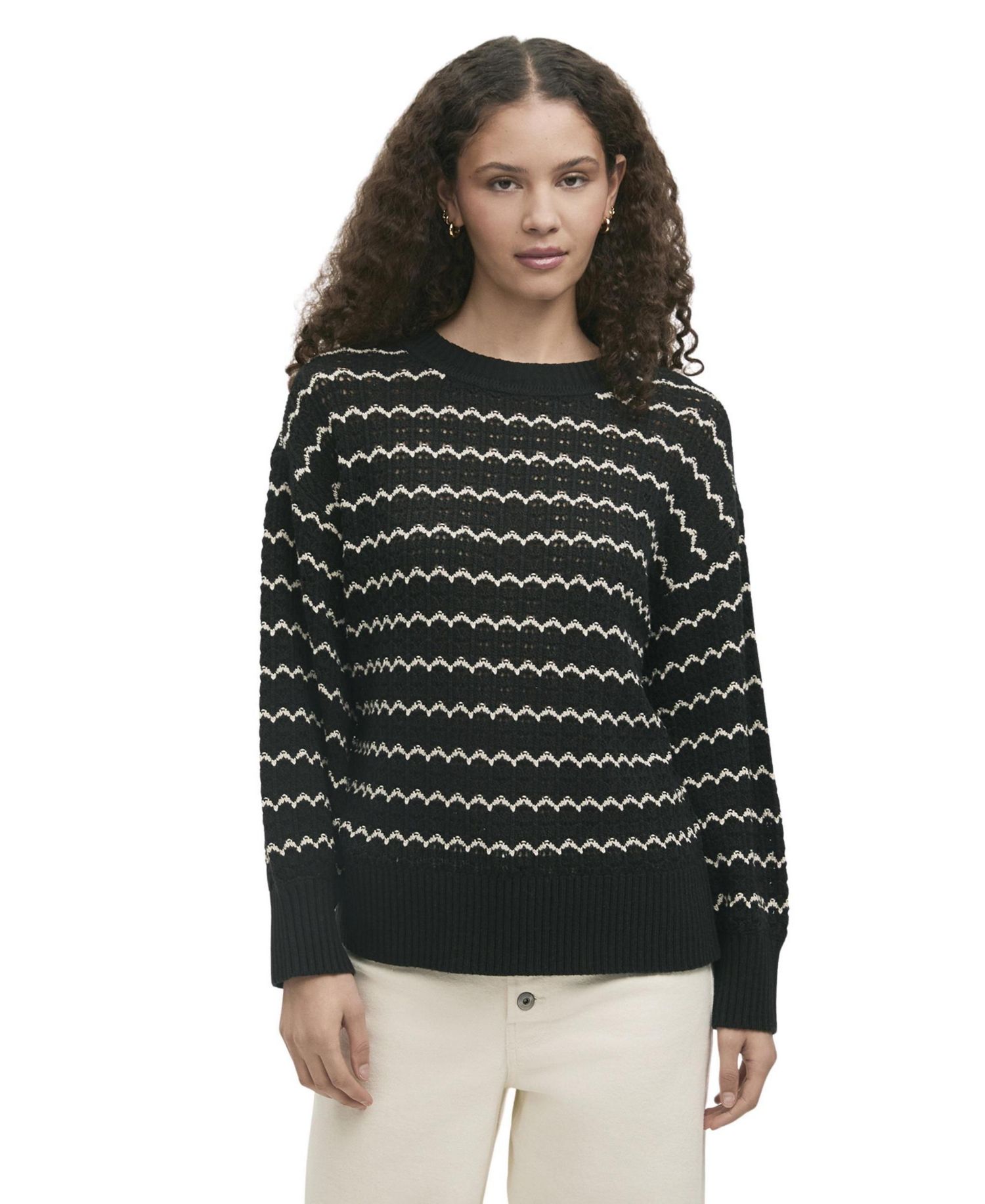 Women's Sansa Crochet Striped Long-Sleeve Sweater