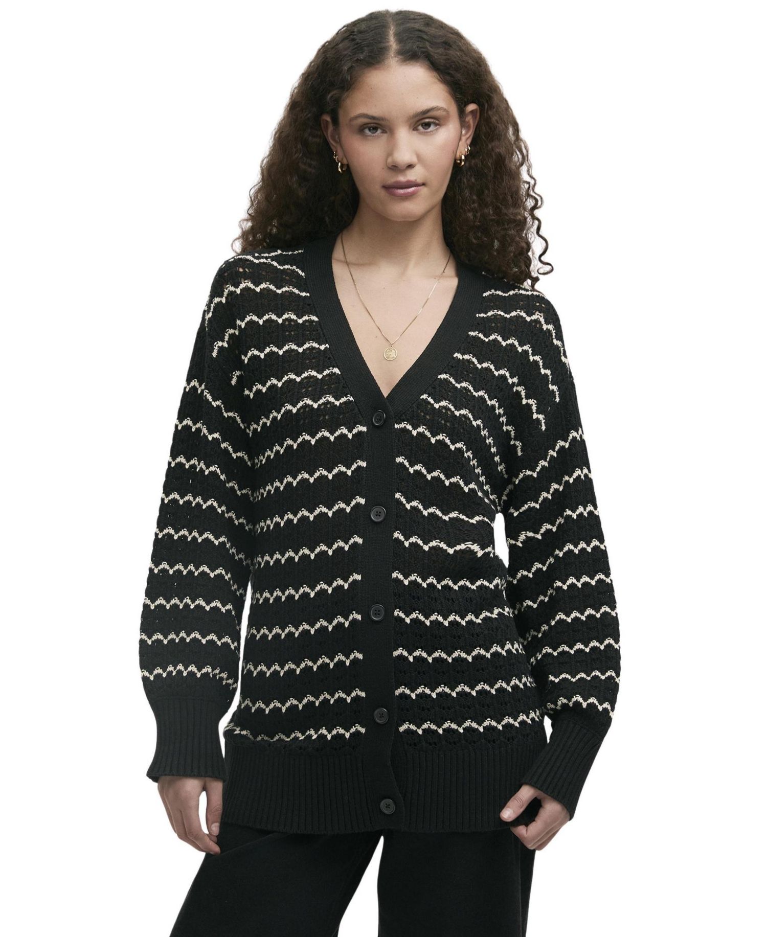 Women's Alena Striped Crochet Cardigan