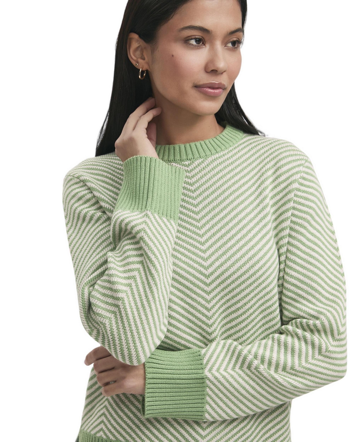 Finery London Women's Stella Chevron-Striped Long-Sleeve Crewneck Sweater