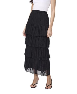 Women's Elisa Tiered-Mesh Midi Skirt