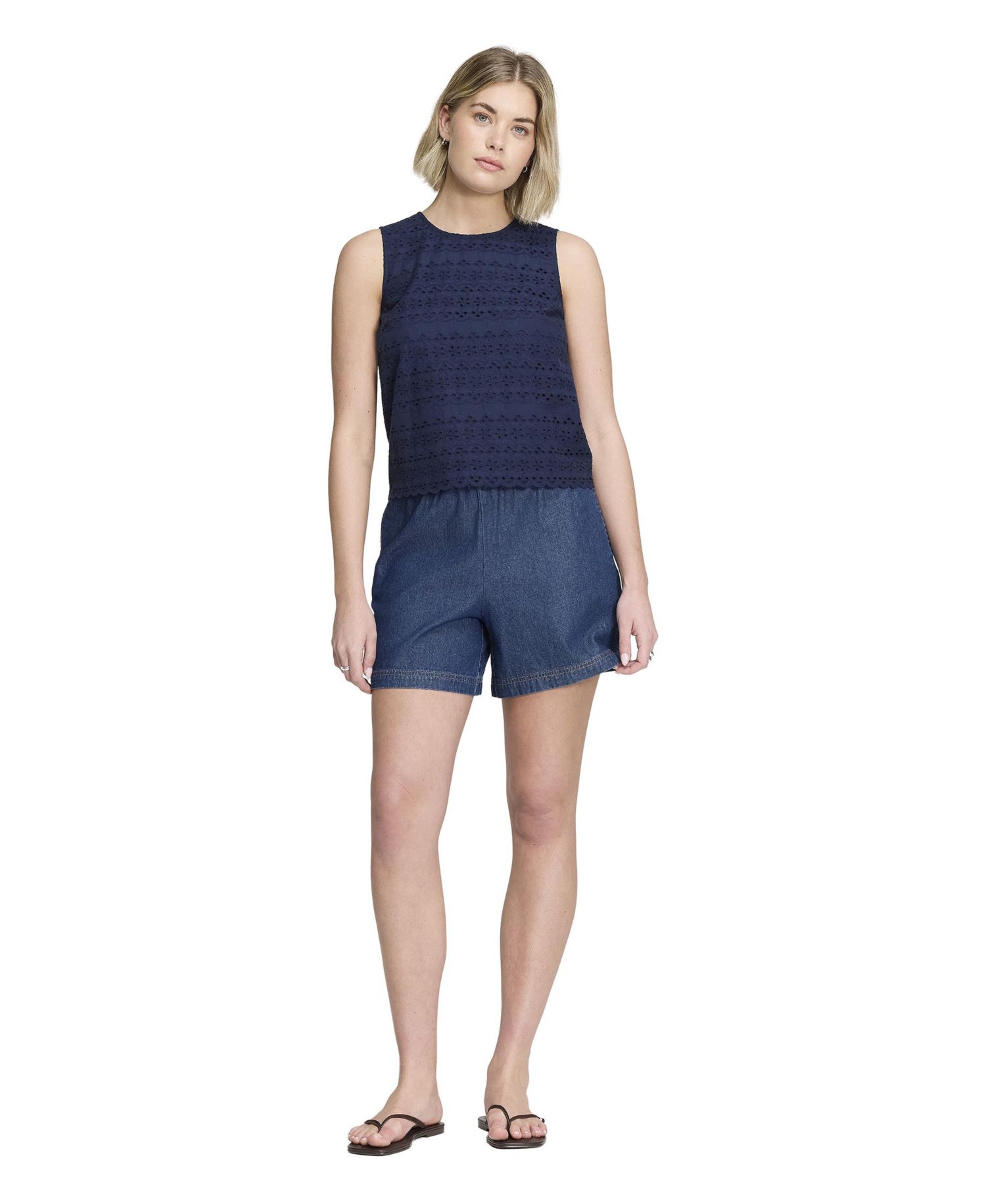 Women's Gloria Eyelet Cotton Crewneck Blouse