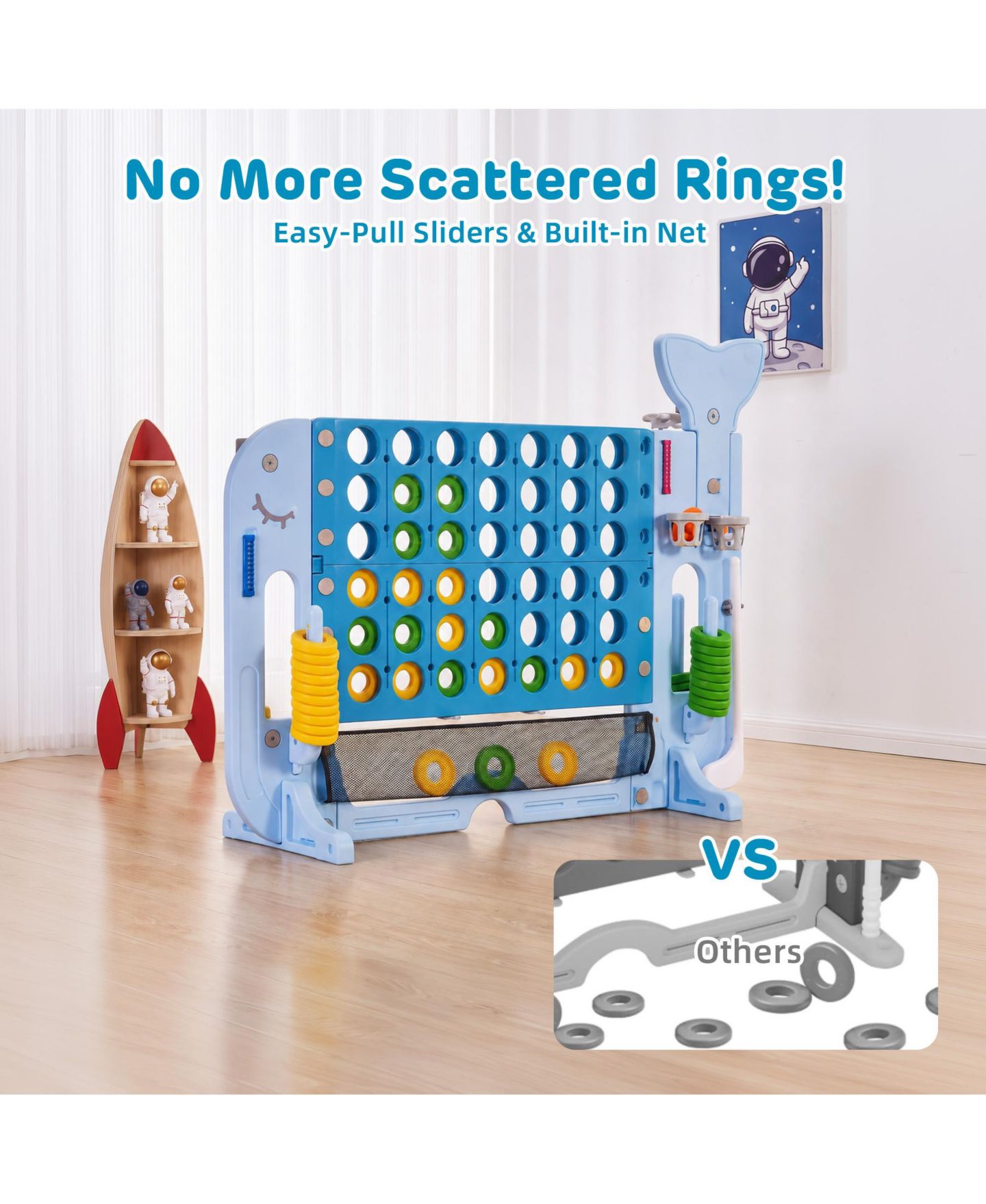 Детские игрушки SUGIFT 4-in-1 Connect Game, Adjustable-Height Outdoor Toy Set, 52.4"H x 18.5"W, Ages 3+, цвет: Синий — фото 9