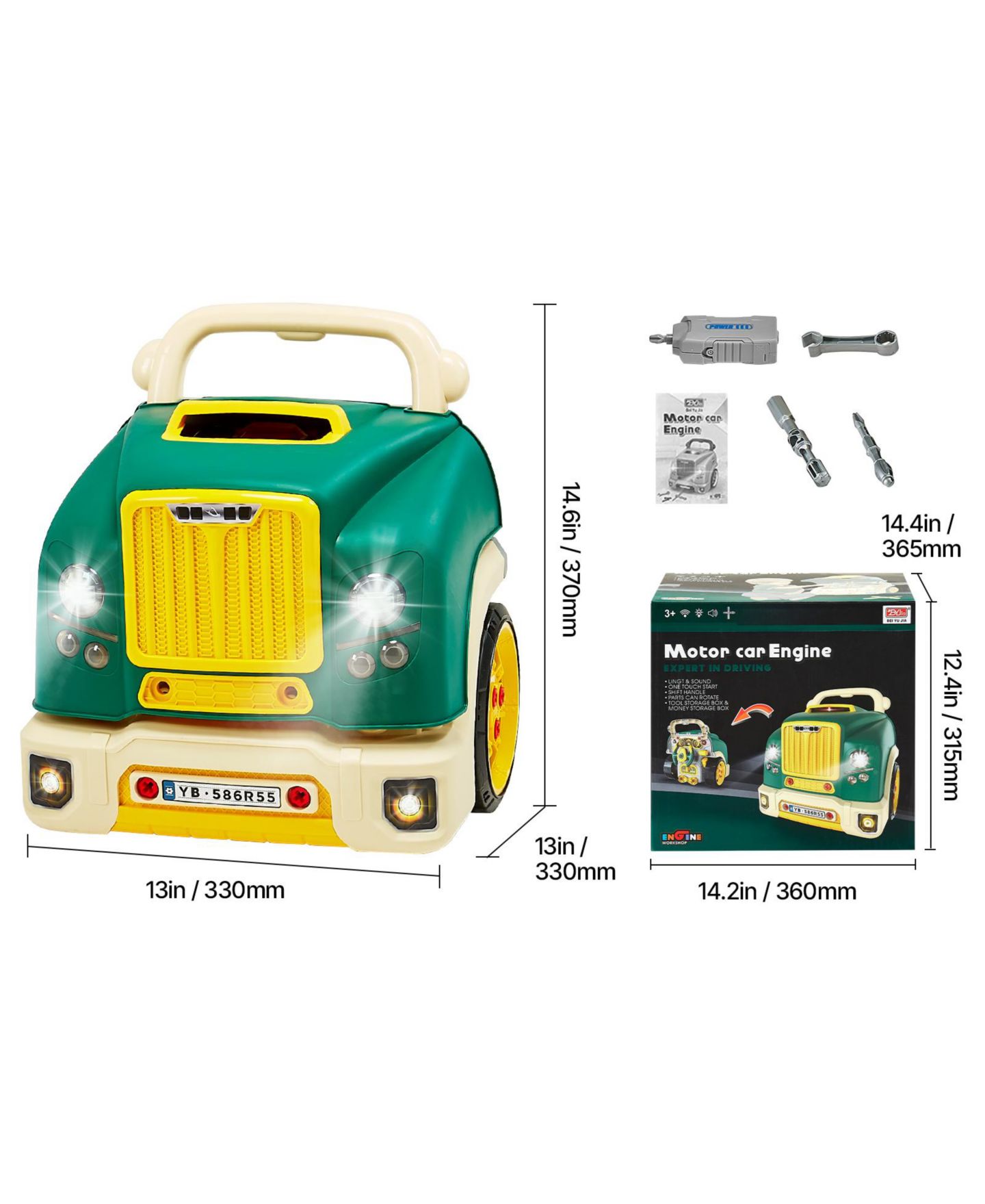 Детские игрушки SUGIFT Mechanic Engine Lights, Sounds and Steering Wheel 60-Piece Playset, Ages 3+, цвет: Зелёный — фото 3