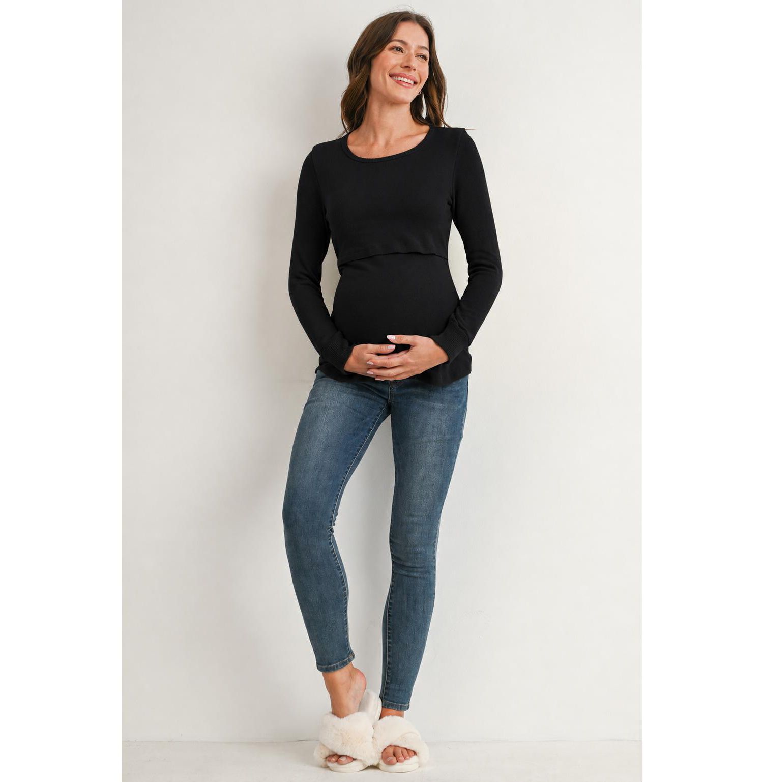 Maternity Nursing Brushed-Knit Sweater