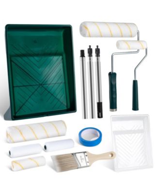 Paint Roller Kit Extension Pole Tray Brush Tape