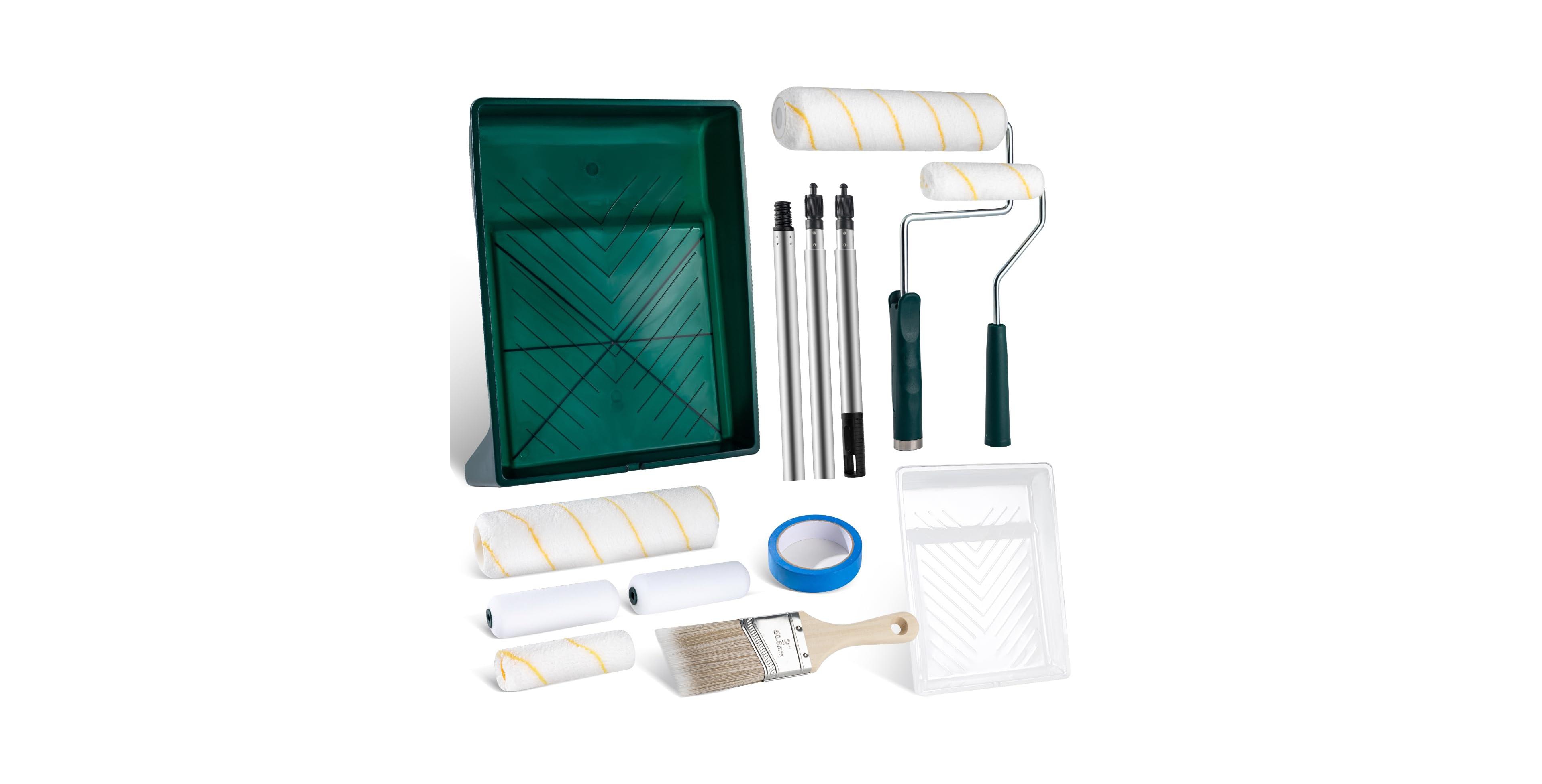 Xdovet Paint Roller Kit Extension Pole Tray Brush Tape