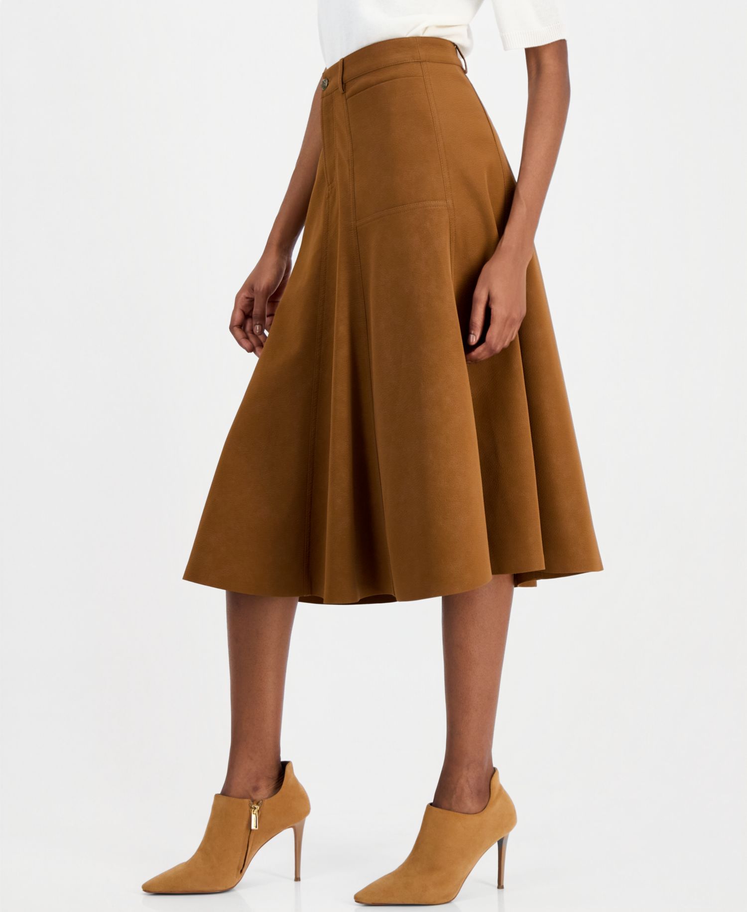 Women's Lucie A-Line Midi High-Waisted Faux Leather Skirt, Macy's Exclusive