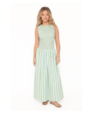 Women's Maleny Smocked Striped Sleeveless Maxi Dress