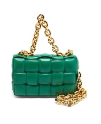 Padded Cassette Leather Chain Shoulder Bag
