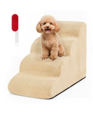 4-Tier Foam Dog Ramp Non-Slip Dog Steps w/Gentle Slope Surface for High Sofa
