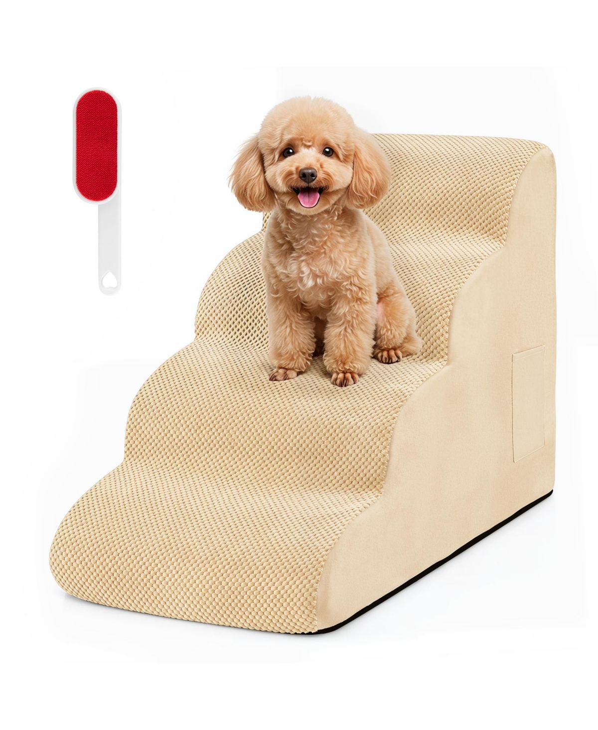 Gymax 4-Tier Foam Dog Ramp Non-Slip Dog Steps w/Gentle Slope Surface for High Sofa