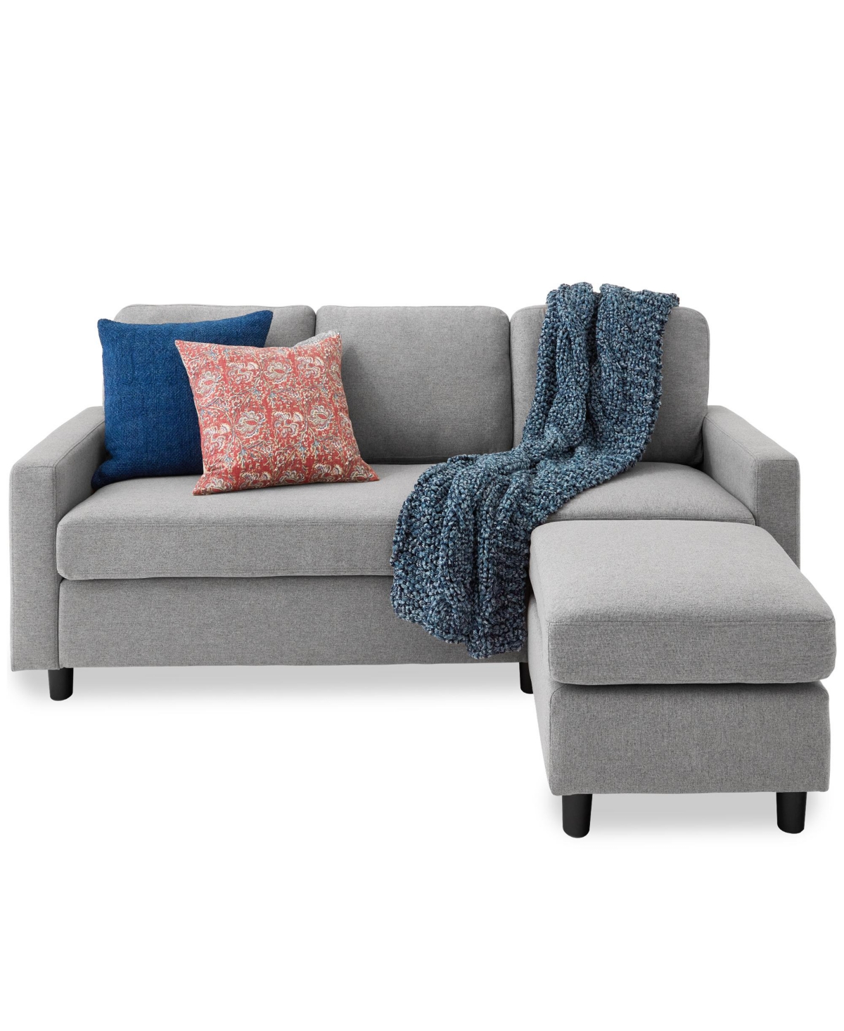 Best Choice Products Linen Sectional Sofa Couch with Chaise Lounge, Reversible Ottoman Bench - Linen - light gray