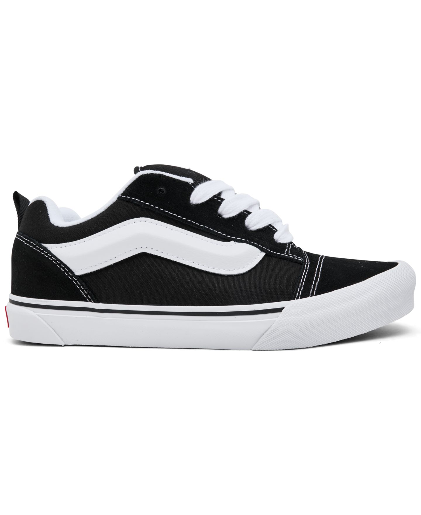 Кроссовки Vans Knu Skool Low-Top Lace-Up Puffy Tongue and Ankle Collar Sneakers from Finish Line для девочек, цвет: Чёрный / Белый — фото 2