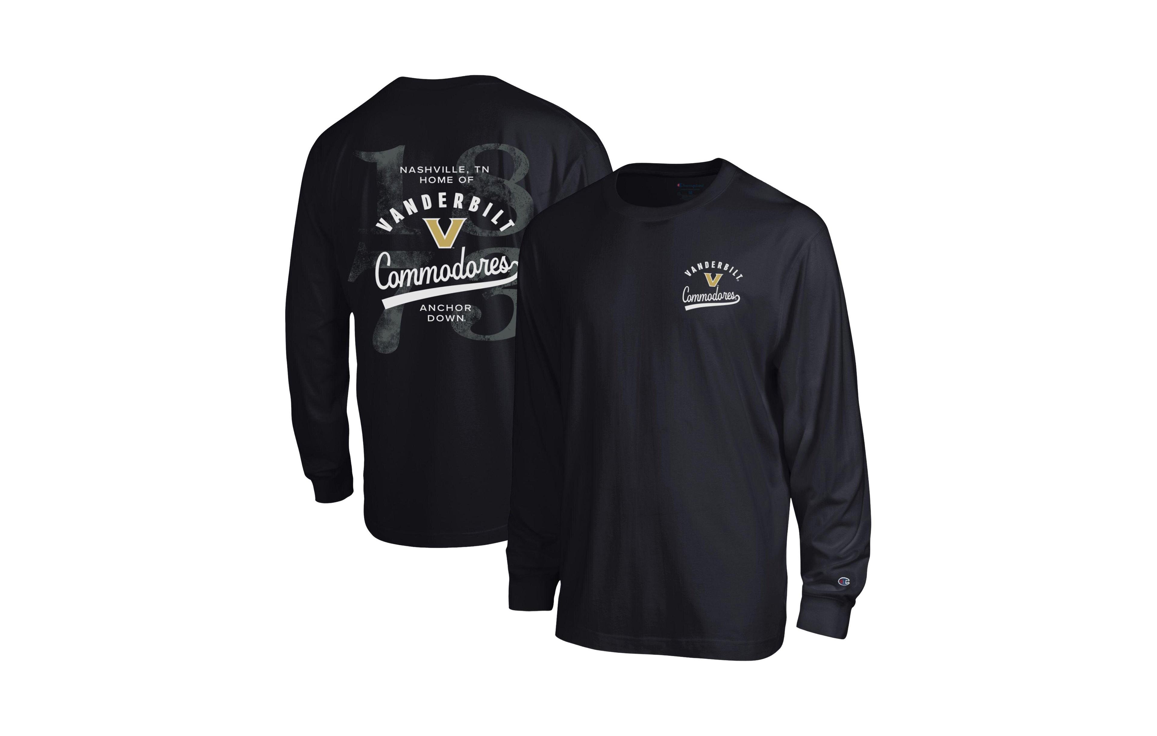 Champion Men's Vanderbilt Commodores Long Sleeve Crewneck Screen Print Graphics T-Shirt