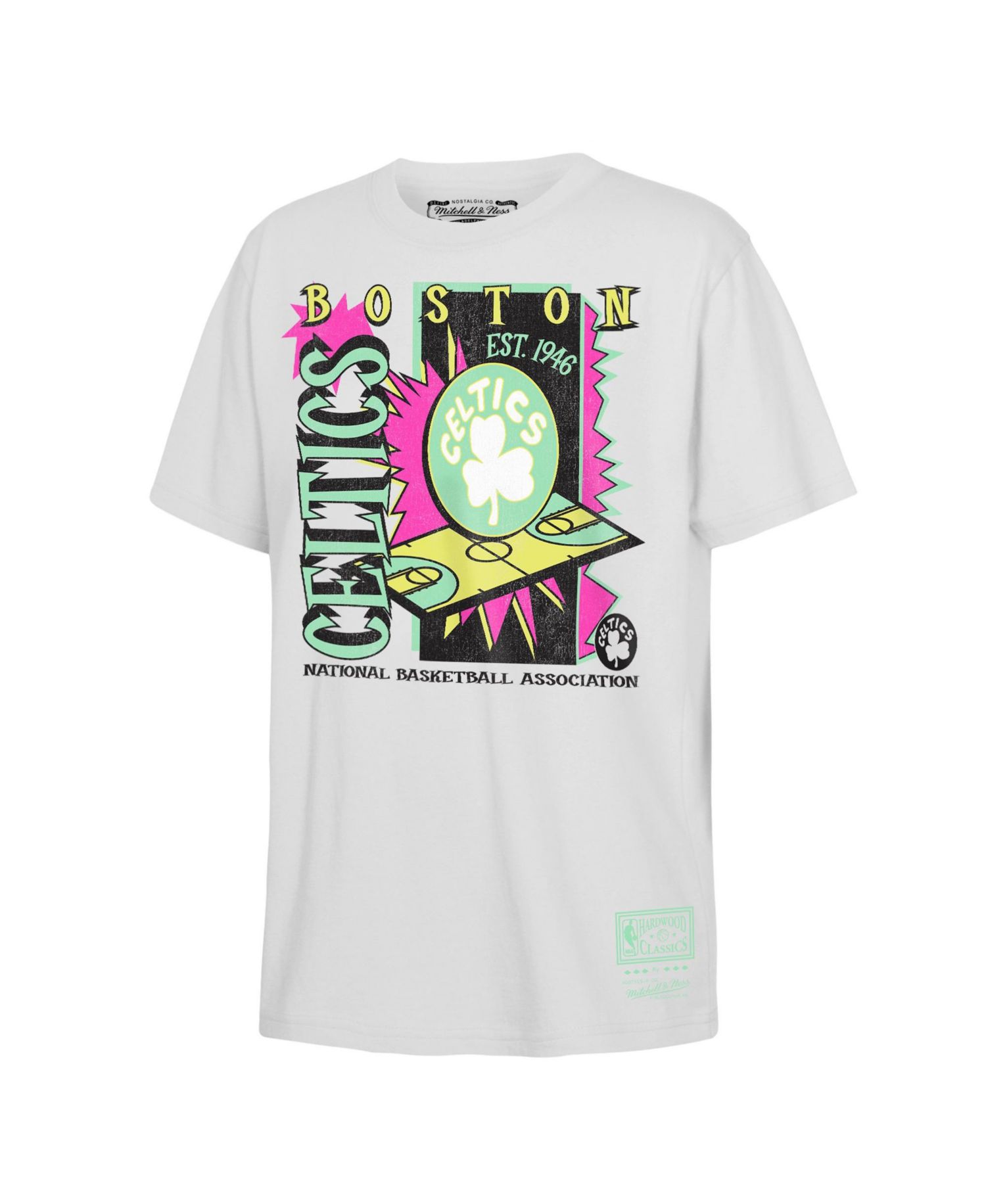 Boys' 4-20 & Girls' 4-16 Boston Celtics Neon Court Shock Distressed Retro T-Shirt
