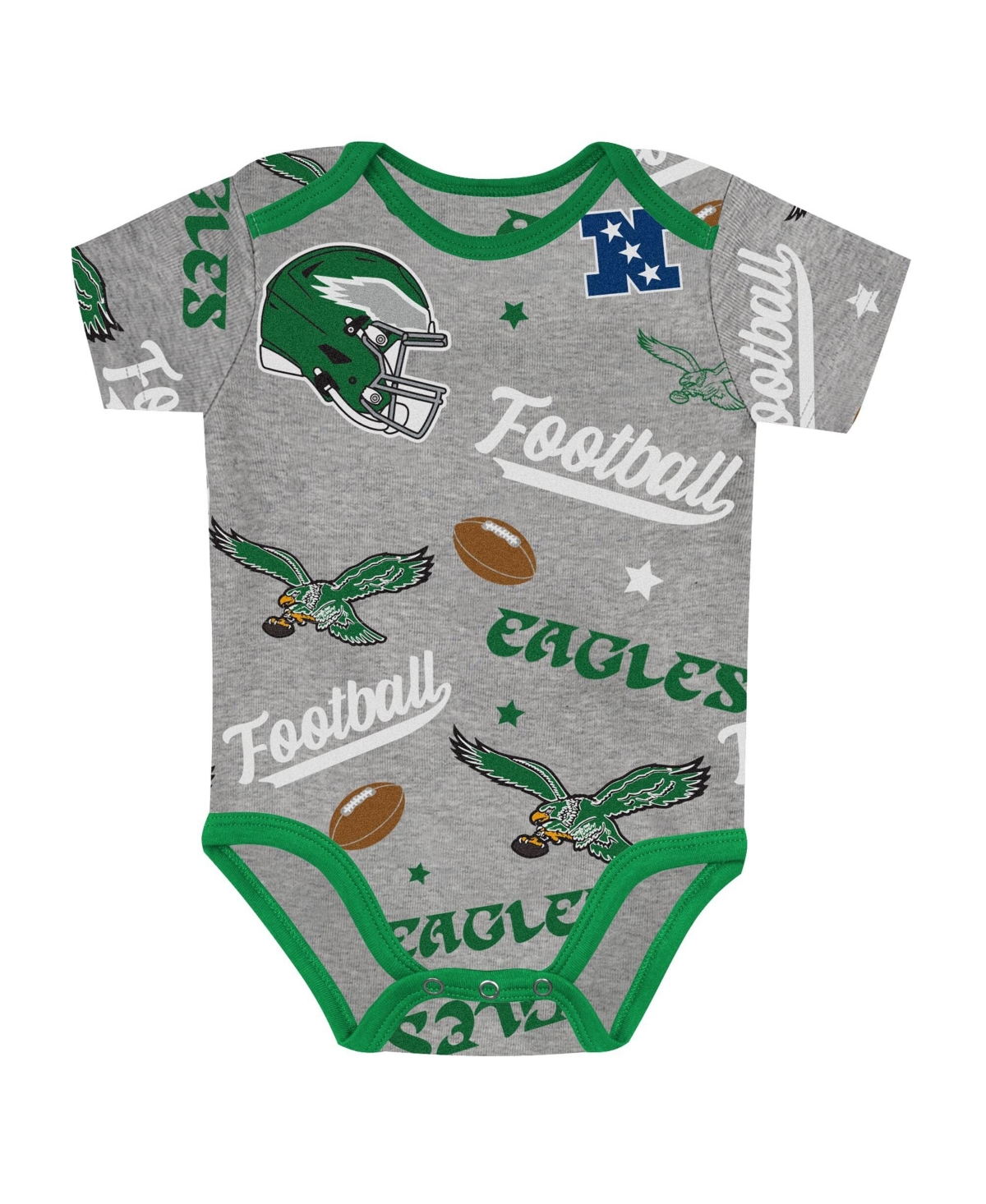 Outerstuff Baby Boys' and Girls' Philadelphia Eagles First Round Pick Screen Print 3-Piece Creeper Set