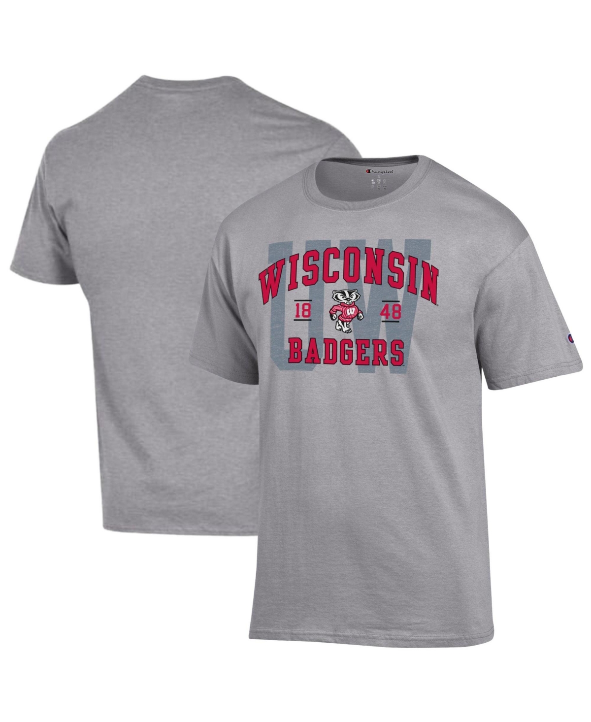 Champion Men's Heather Gray Wisconsin Badgers Varsity T-Shirt - Heather Gray