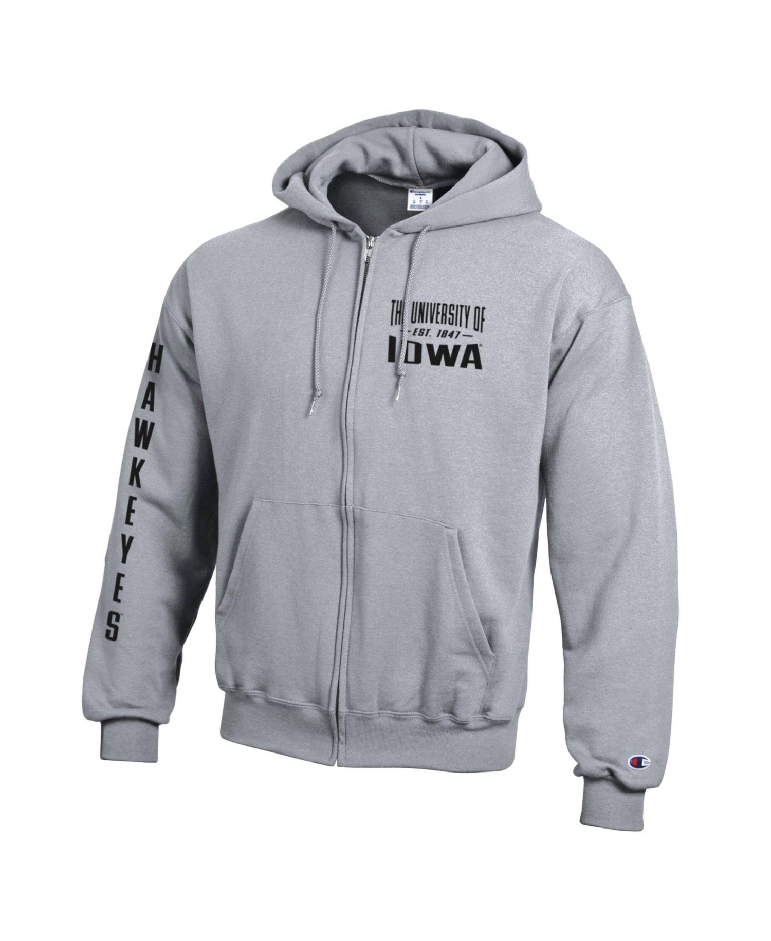 Men's Heather Gray Iowa Hawkeyes Varsity Powerblend Full-Zip Fleece Hoodie