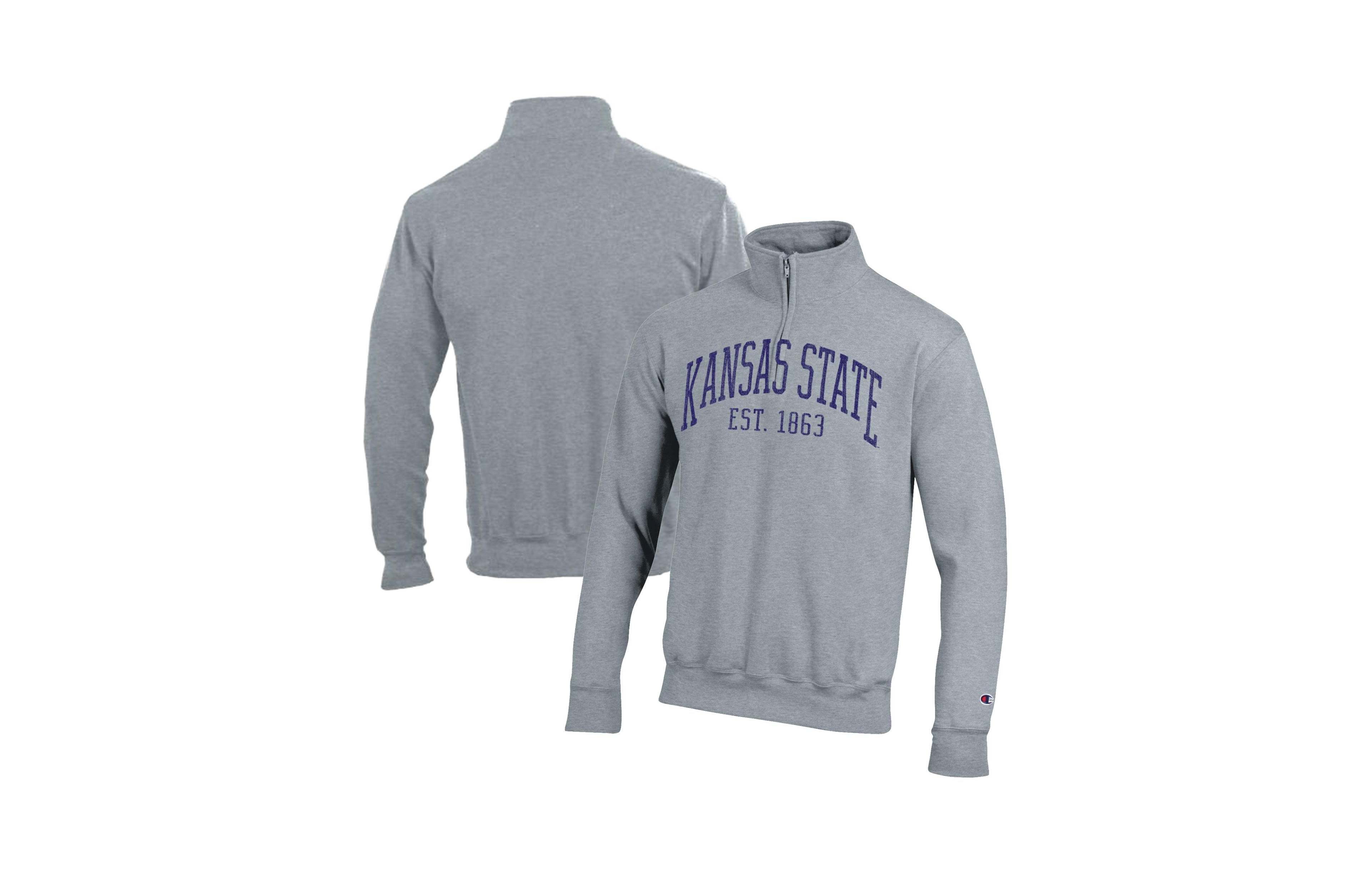 Champion Men's Kansas State Wildcats Powerblend Mock-Collar Quarter-Zip Pullover Hoodie