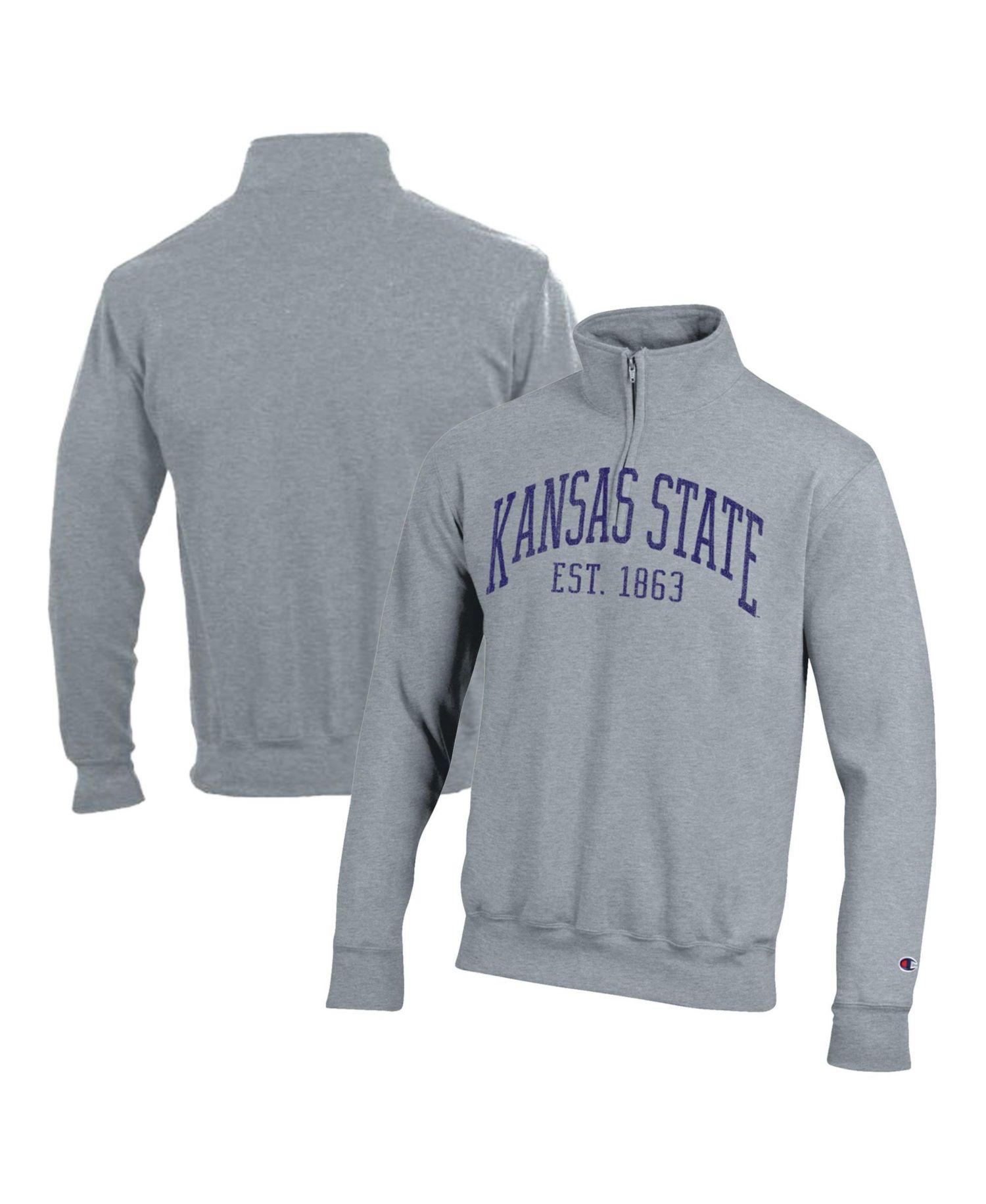 Men's Kansas State Wildcats Powerblend Mock-Collar Quarter-Zip Pullover Hoodie
