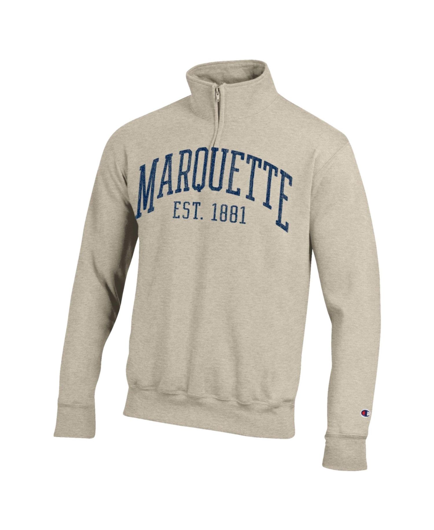 Men's Cream Marquette Golden Eagles Established Date Quarter-Zip Pullover Sweatshirt