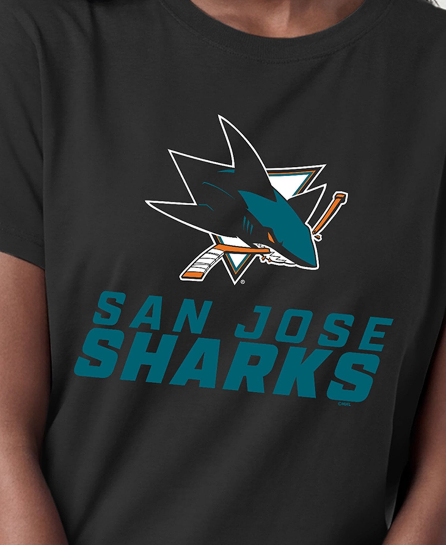 Women's San Jose Sharks Wordmark Lockup Screen Print Crewneck T-Shirt