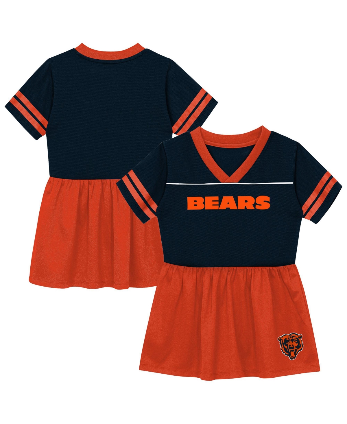 Outerstuff Toddler Girls' 2T-5T Chicago Bears Stadium Lights V-Neck Fit & Flare Short-Sleeve Dress - Navy