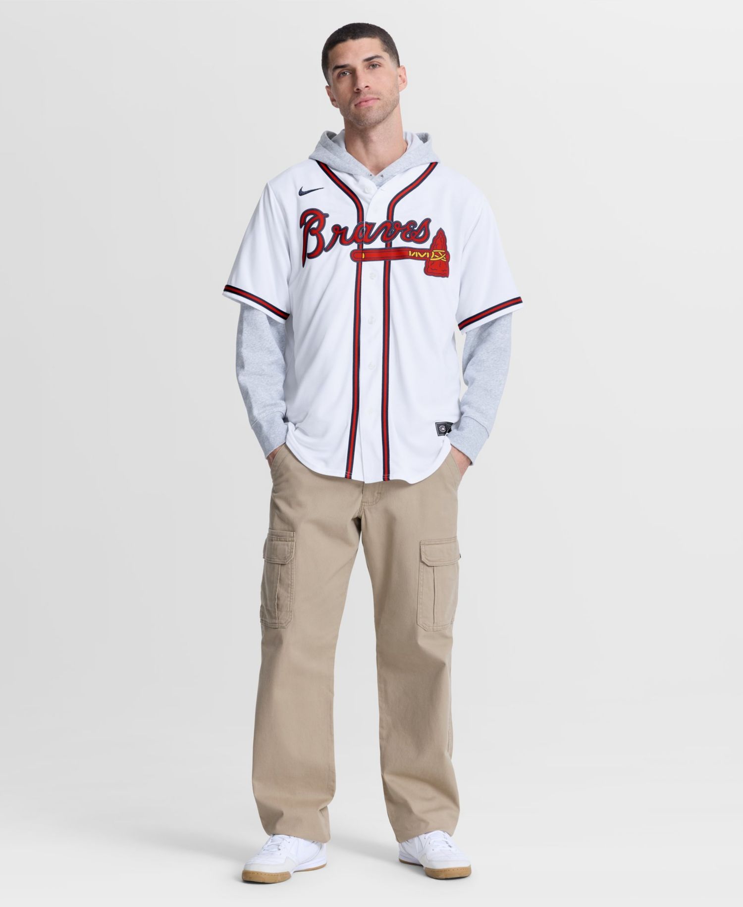 Men's Atlanta Braves Spencer Schwellenbach Replica Relaxed-Fit V-Neck Jersey