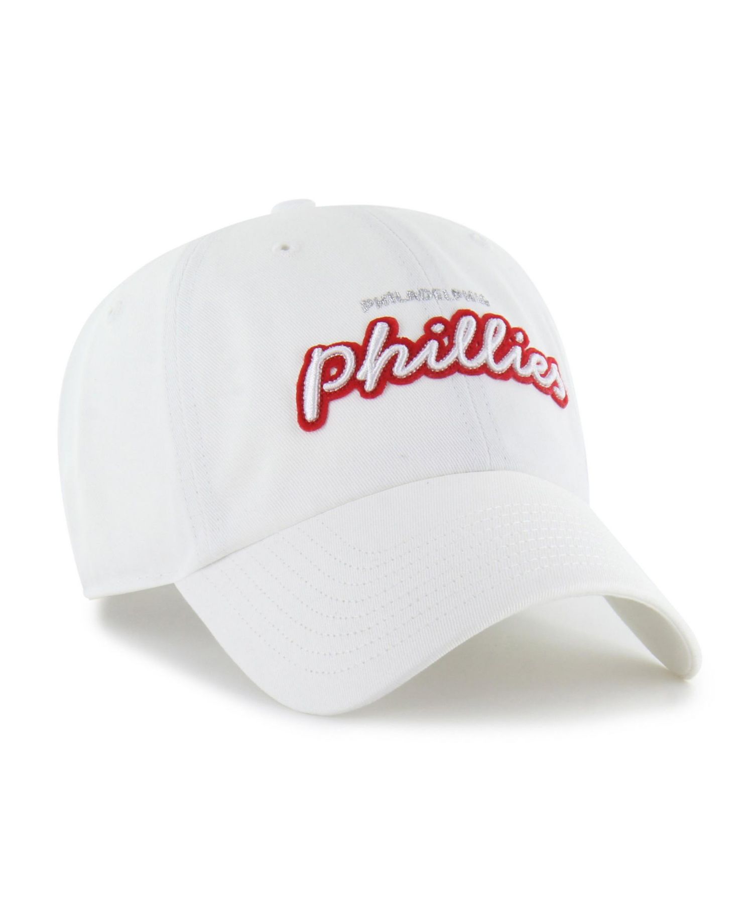 Women's White Philadelphia Phillies Trendy Script Clean Up Adjustable Hat