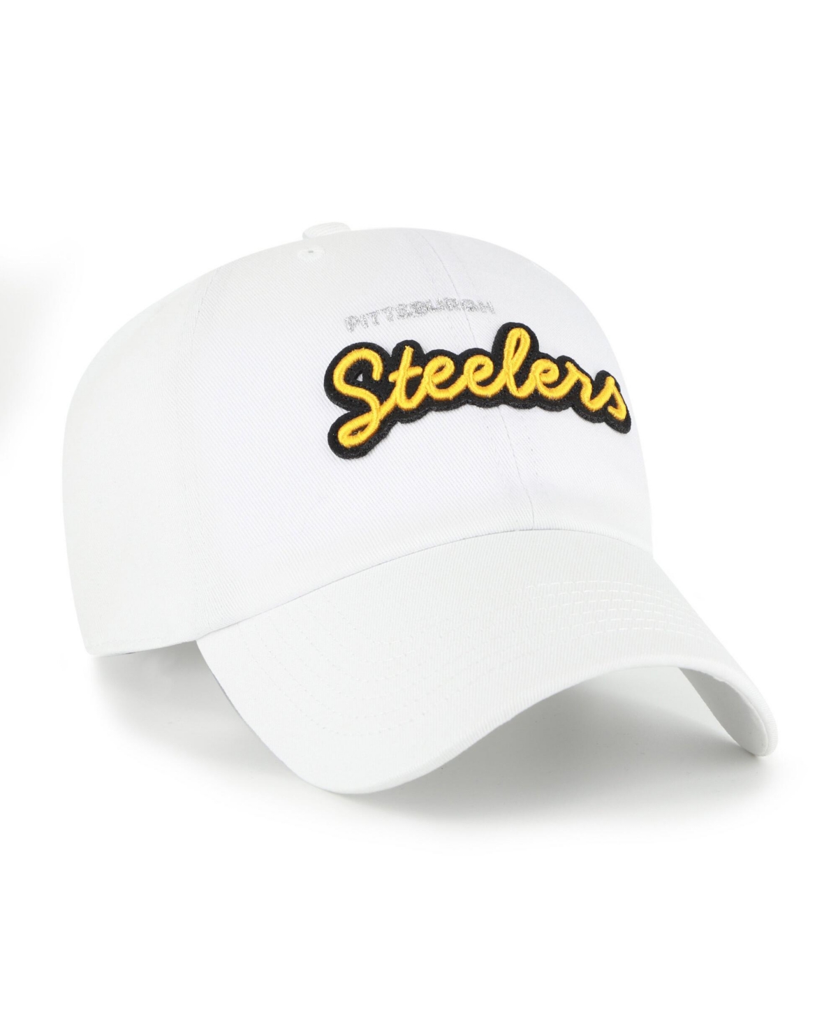 '47 Brand Women's White Pittsburgh Steelers Trendy Script Clean Up Adjustable Hat