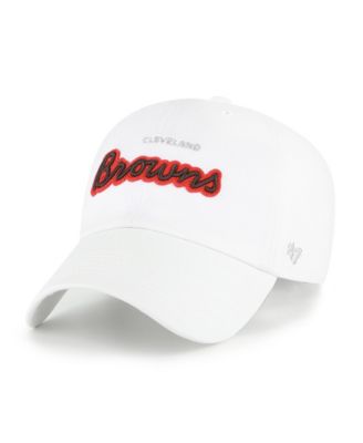 Women's White Cleveland Browns Trendy Script Clean Up Adjustable Hat