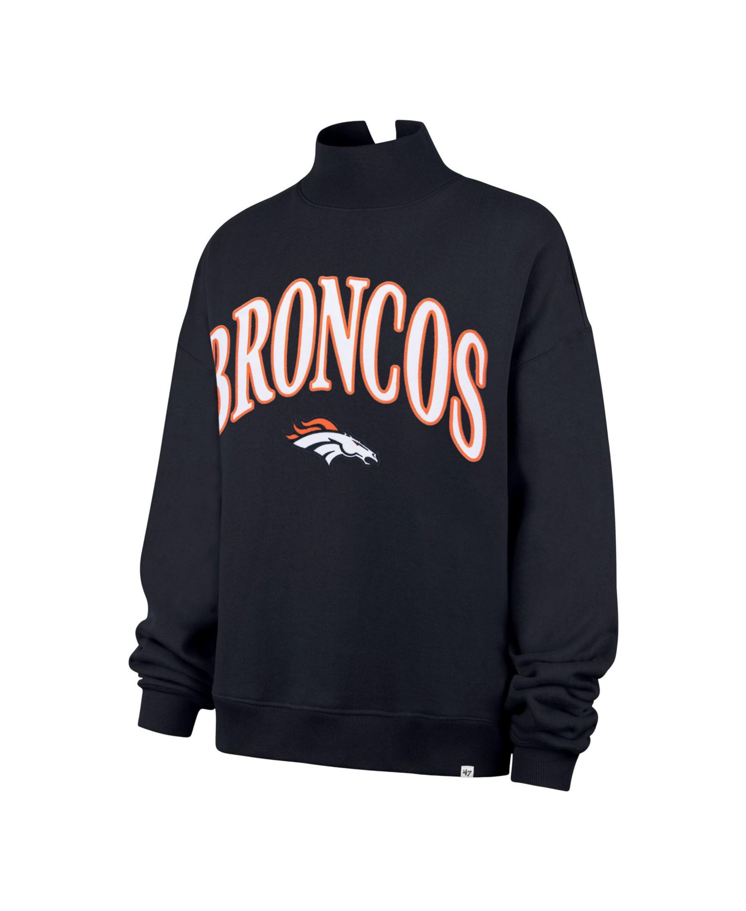 Women's Denver Broncos Vantage Mock Neck Oversized-Cropped Sweatshirt