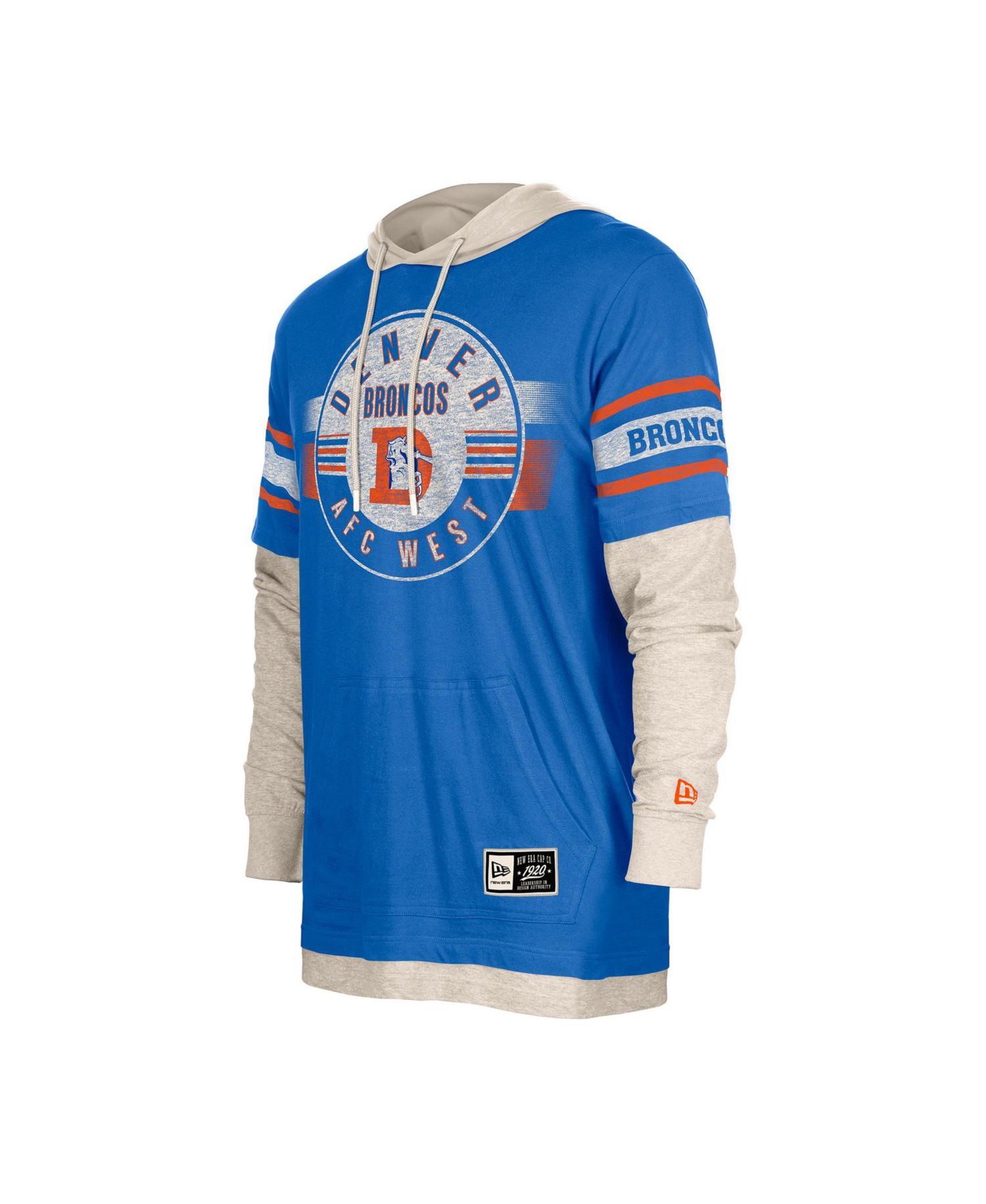 Men's Denver Broncos Twofer Layered Hooded Long-Sleeve T-Shirt
