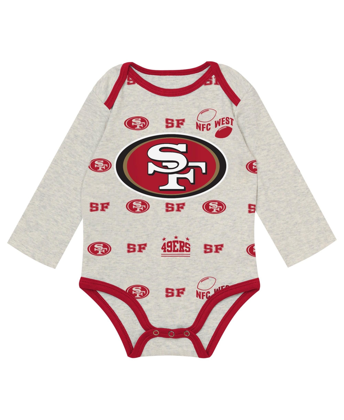 Outerstuff Baby Boys' San Francisco 49ers Huddles Giggles Long-Sleeve Creeper, Pants and Hat, 3-Piece Set