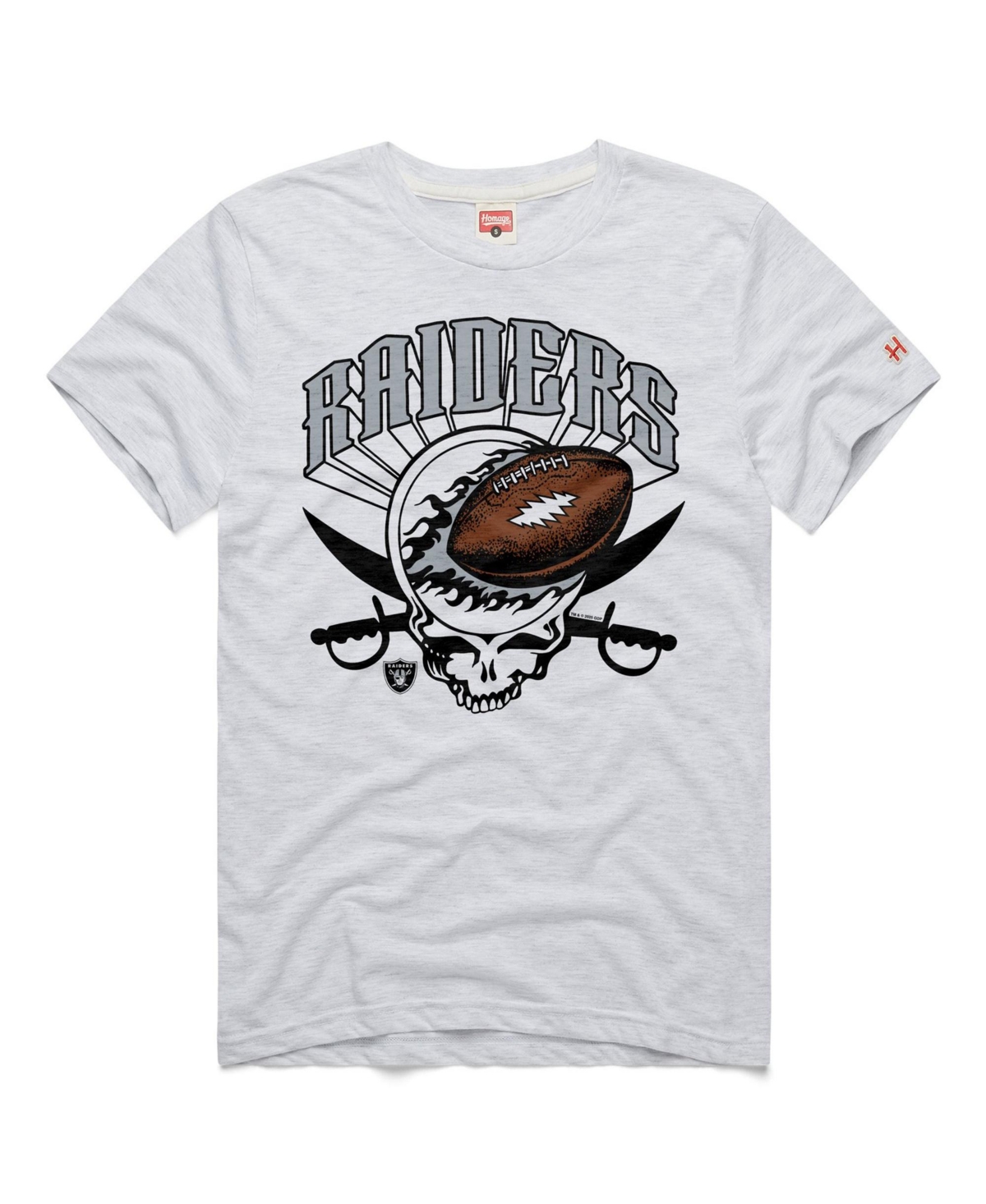 Homage Men's Ash Las Vegas Raiders Nfl x Grateful Dead Tri-Blend T-Shirt