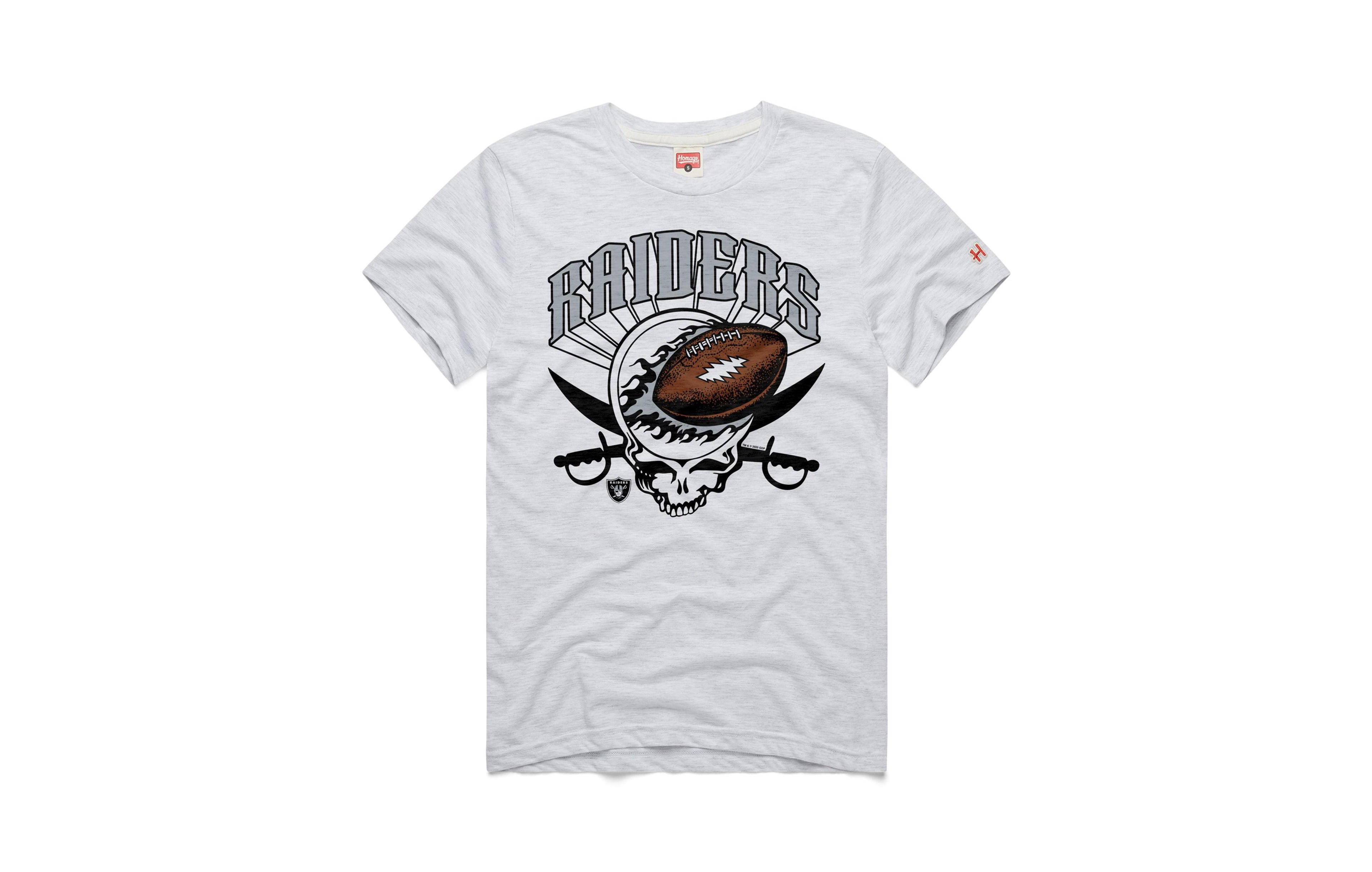 Homage Men's Ash Las Vegas Raiders Nfl x Grateful Dead Tri-Blend T-Shirt