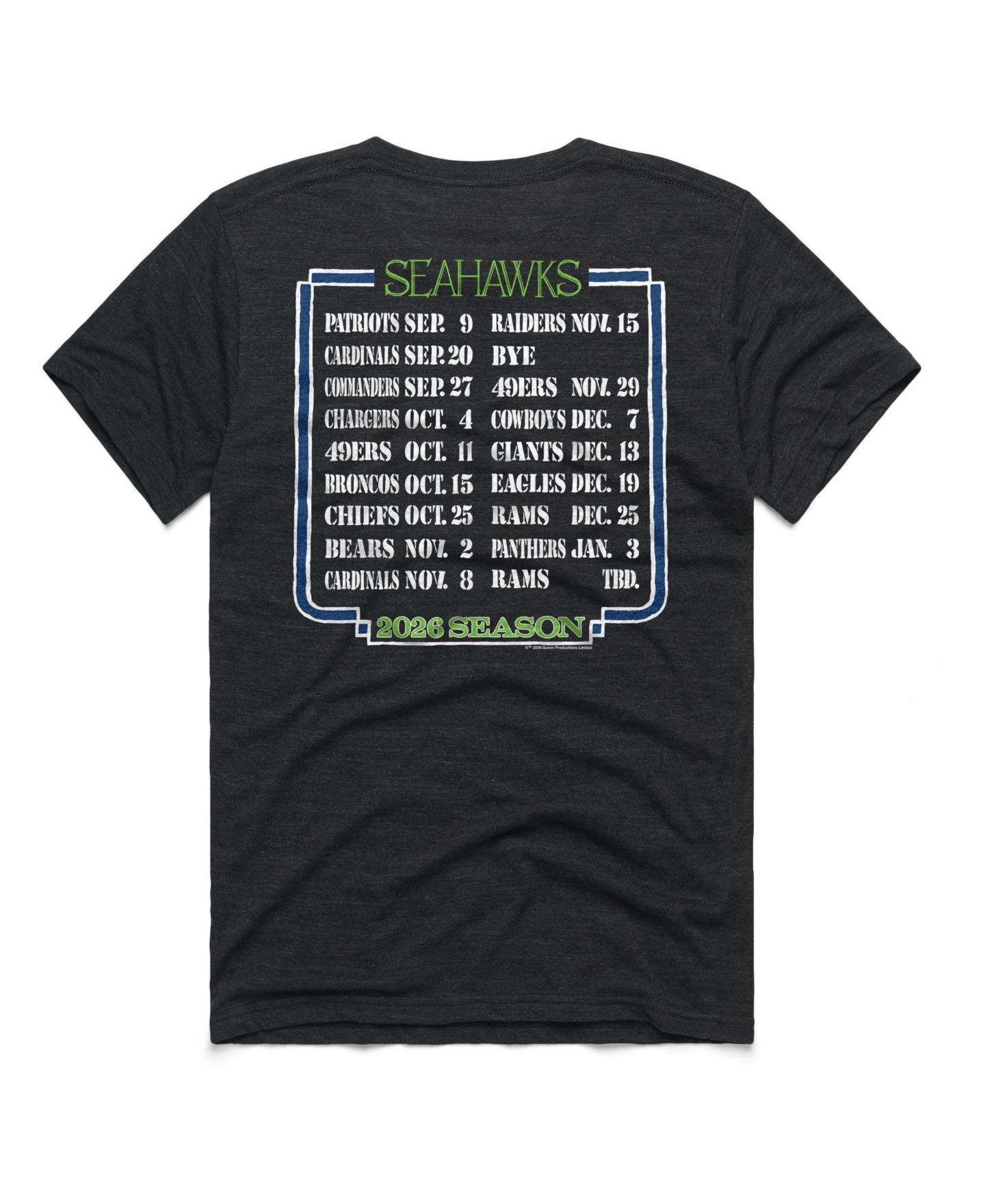 Футболка Homage Seattle Seahawks Schedule Queen Relaxed-Fit — фото 2