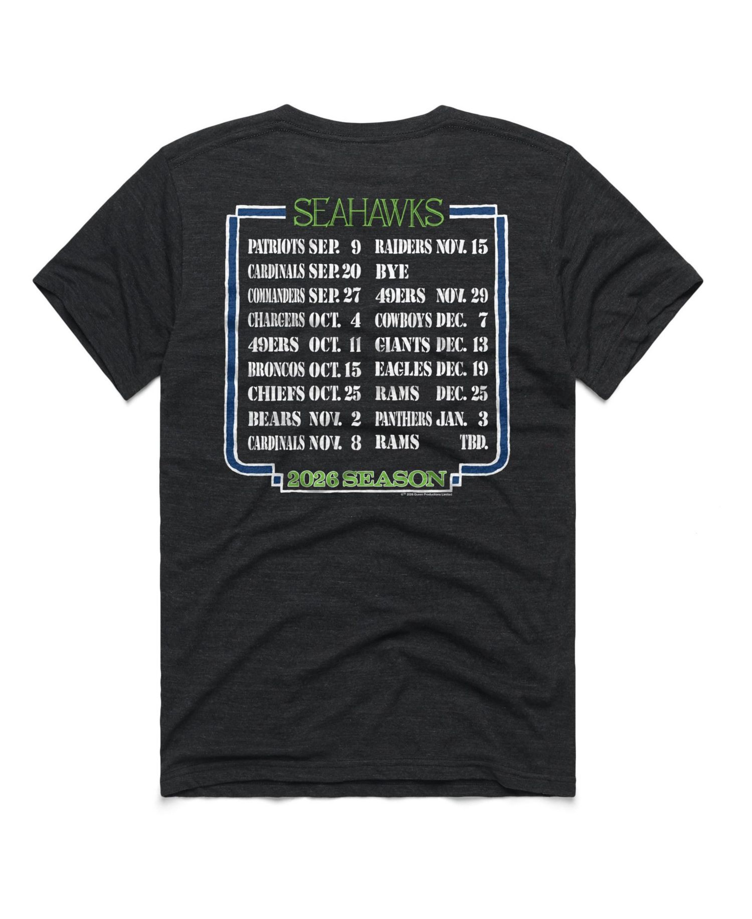 Men's and Women's Seattle Seahawks Schedule Queen Relaxed-Fit T-Shirt