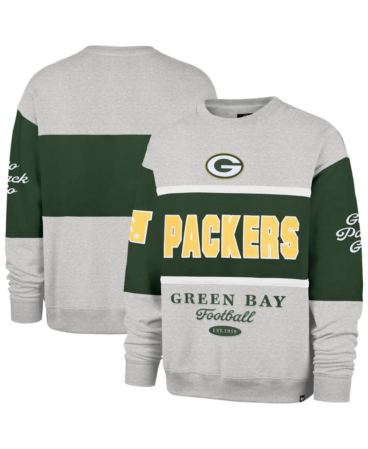 Men's Blockfield Maximalist Green Bay Packers Oversized Color-Block Sweatshirt