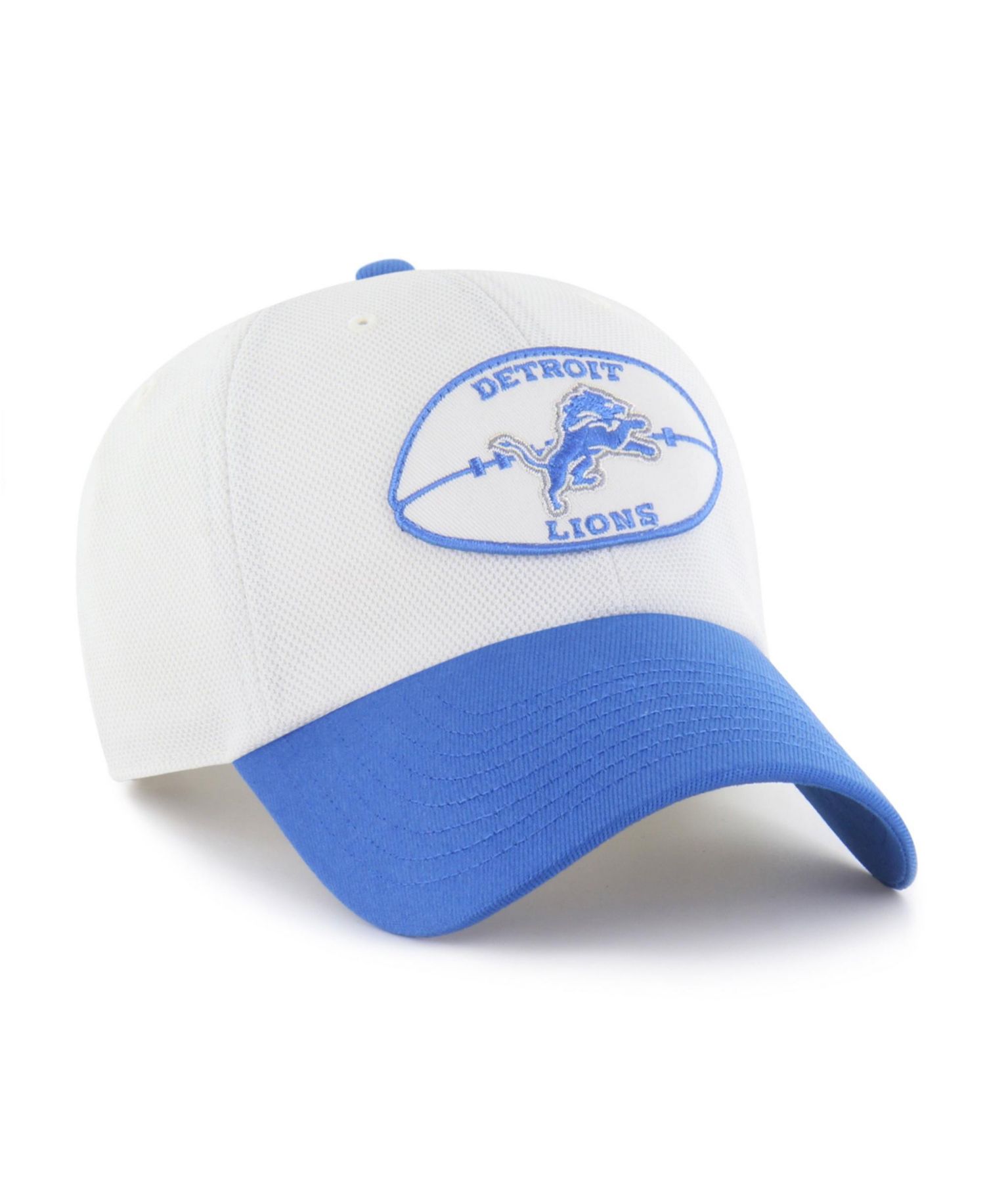 Men's White/Blue Detroit Lions Pique Patch Clean Up Adjustable Hat
