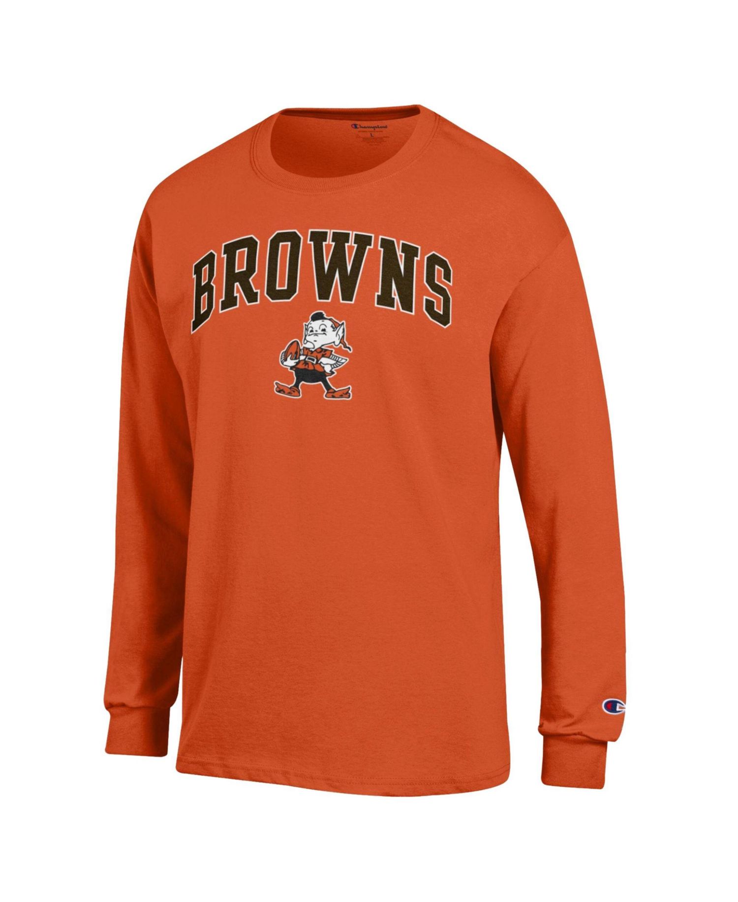 Men's Orange Cleveland Browns Arch Over Logo Long Sleeve T-Shirt