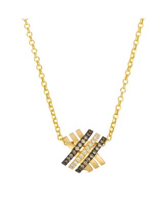 Vanilla Diamond & Chocolate Diamond Pendant Necklace (0.16 ct. t.w.) in 14k Honey Gold