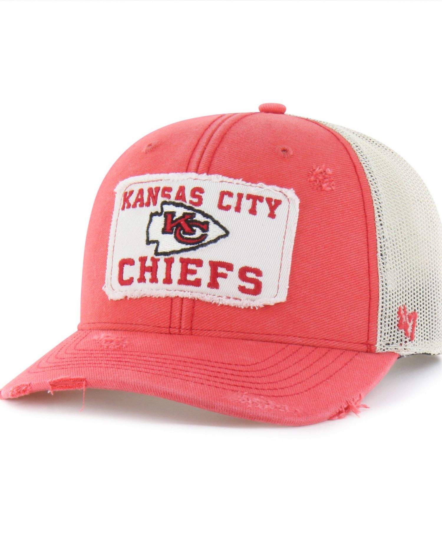 Men's Red Kansas City Chiefs Egremont Well-Worn Adjustable Trucker Hat