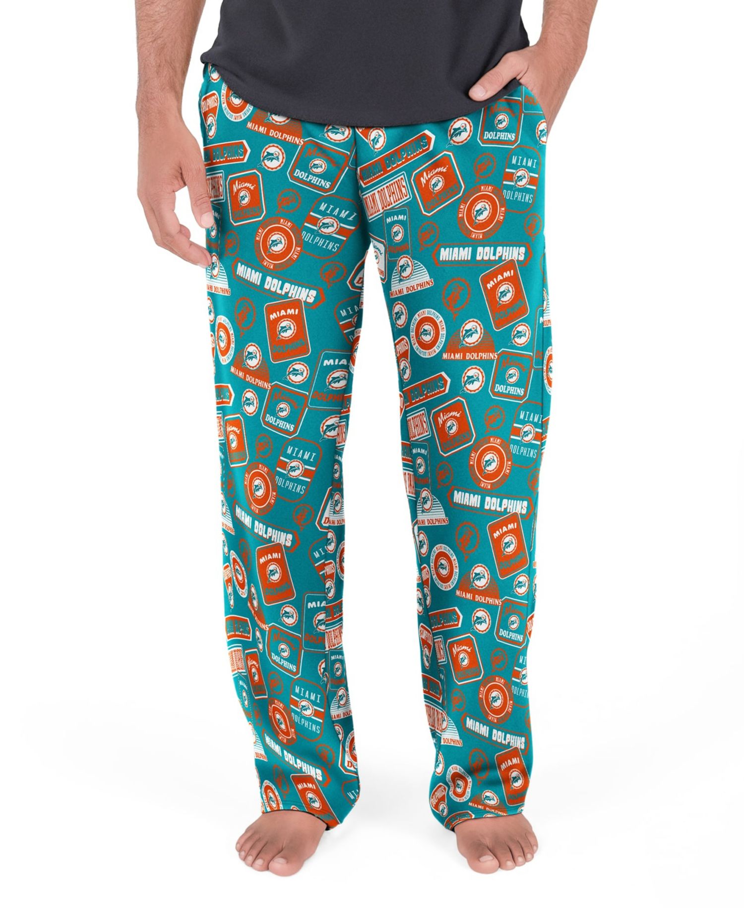 Men's Miami Dolphins Throwback Logo Grady Relaxed-Fit Stretch Jersey-Knit Pants